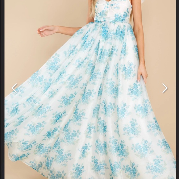 NWT Loveshackfancy Blue Macron Floral tulle maxi Gown - Picture 5 of 16